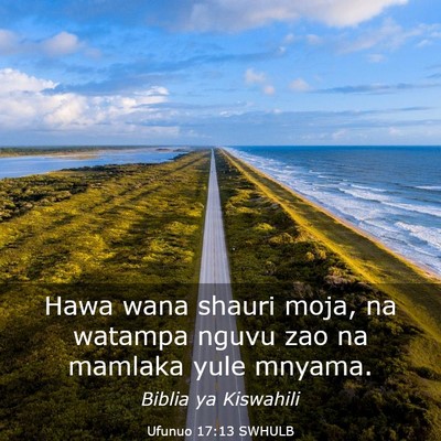 Picture 03 - Ufunuo 17:13 SWHULB - Hawa wana shauri moja, na watampa nguvu zao na - Bible Verse Picture