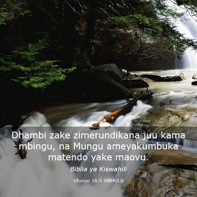 Picture 03 - Ufunuo 18:5 SWHULB - Dhambi zake zimerundikana juu kama mbingu, na - Bible Verse Picture