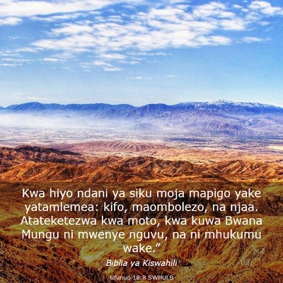Picture 03 - Ufunuo 18:8 SWHULB - Kwa hiyo ndani ya siku moja mapigo yake - Bible Verse Picture