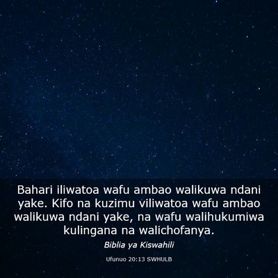 Picture 03 - Ufunuo 20:13 SWHULB - Bahari iliwatoa wafu ambao walikuwa ndani yake. - Bible Verse Picture