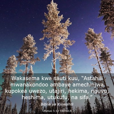 Picture 03 - Ufunuo 5:12 SWHULB - Wakasema kwa sauti kuu, “Astahili mwanakondoo - Bible Verse Picture