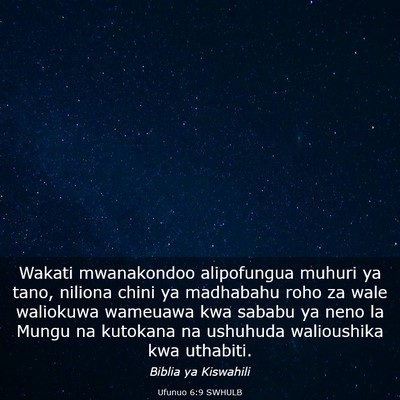 Picture 03 - Ufunuo 6:9 SWHULB - Wakati mwanakondoo alipofungua muhuri ya tano, - Bible Verse Picture