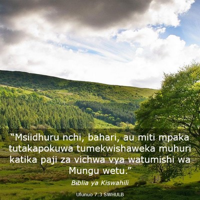 Picture 03 - Ufunuo 7:3 SWHULB - “Msiidhuru nchi, bahari, au miti mpaka - Bible Verse Picture