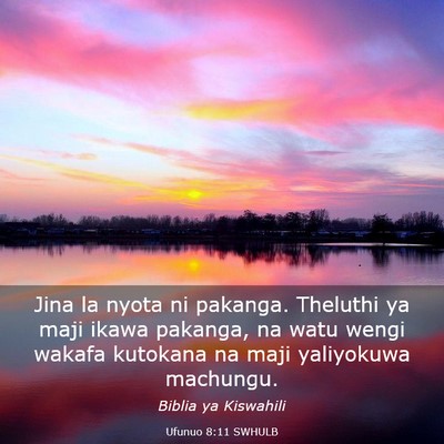 Picture 03 - Ufunuo 8:11 SWHULB - Jina la nyota ni pakanga. Theluthi ya maji ikawa - Bible Verse Picture