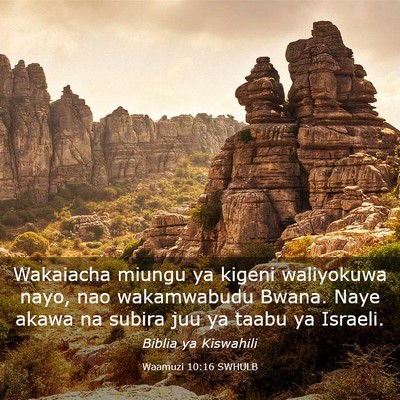 Picture 03 - Waamuzi 10:16 SWHULB - Wakaiacha miungu ya kigeni waliyokuwa nayo, nao - Bible Verse Picture
