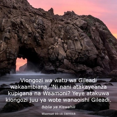 Picture 03 - Waamuzi 10:18 SWHULB - Viongozi wa watu wa Gileadi wakaambiana, 'Ni nani - Bible Verse Picture