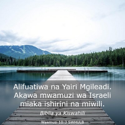 Picture 03 - Waamuzi 10:3 SWHULB - Alifuatiwa na Yairi Mgileadi. Akawa mwamuzi wa - Bible Verse Picture