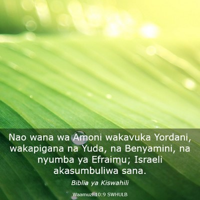 Picture 03 - Waamuzi 10:9 SWHULB - Nao wana wa Amoni wakavuka Yordani, wakapigana na - Bible Verse Picture
