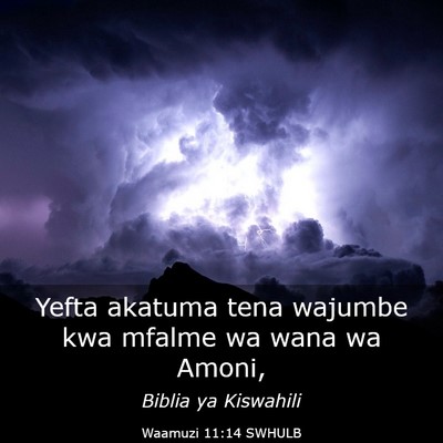 Picture 03 - Waamuzi 11:14 SWHULB - Yefta akatuma tena wajumbe kwa mfalme wa wana wa - Bible Verse Picture