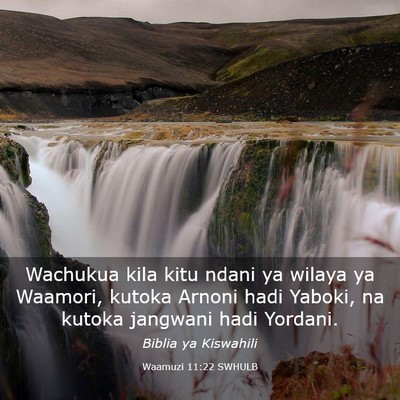 Picture 03 - Waamuzi 11:22 SWHULB - Wachukua kila kitu ndani ya wilaya ya Waamori, - Bible Verse Picture