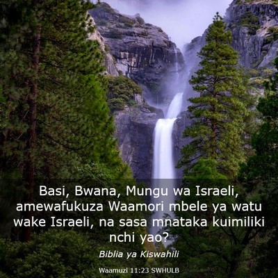 Picture 03 - Waamuzi 11:23 SWHULB - Basi, Bwana, Mungu wa Israeli, amewafukuza - Bible Verse Picture