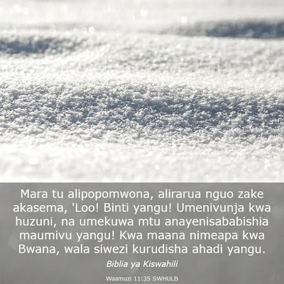 Picture 03 - Waamuzi 11:35 SWHULB - Mara tu alipopomwona, alirarua nguo zake akasema, - Bible Verse Picture