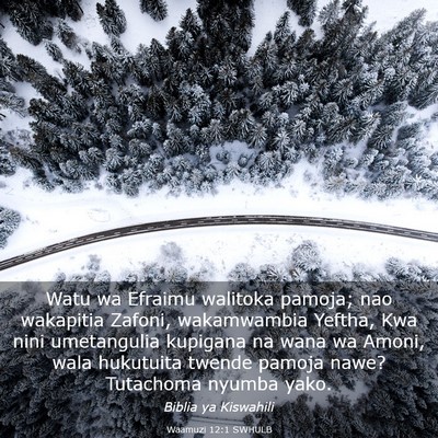 Picture 03 - Waamuzi 12:1 SWHULB - Watu wa Efraimu walitoka pamoja; nao wakapitia - Bible Verse Picture