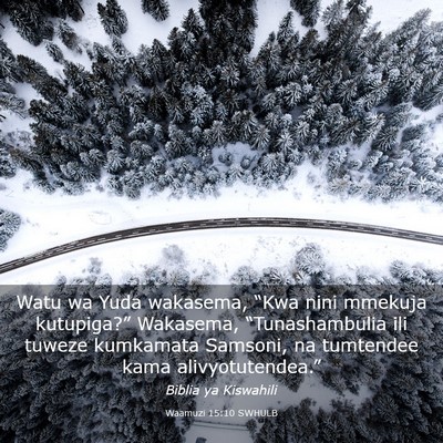 Picture 03 - Waamuzi 15:10 SWHULB - Watu wa Yuda wakasema, “Kwa nini mmekuja - Bible Verse Picture