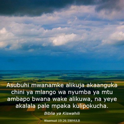 Picture 03 - Waamuzi 19:26 SWHULB - Asubuhi mwanamke alikuja akaanguka chini ya - Bible Verse Picture