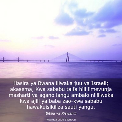Picture 03 - Waamuzi 2:20 SWHULB - Hasira ya Bwana iliwaka juu ya Israeli; akasema, - Bible Verse Picture