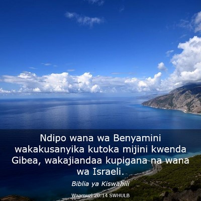 Picture 03 - Waamuzi 20:14 SWHULB - Ndipo wana wa Benyamini wakakusanyika kutoka - Bible Verse Picture