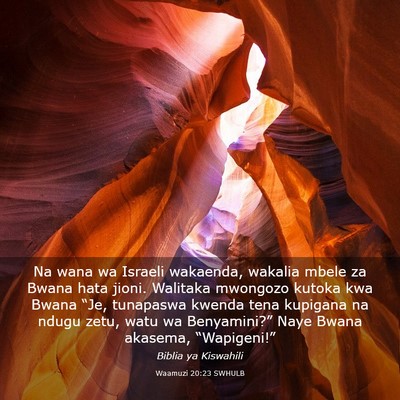Picture 03 - Waamuzi 20:23 SWHULB - Na wana wa Israeli wakaenda, wakalia mbele za - Bible Verse Picture