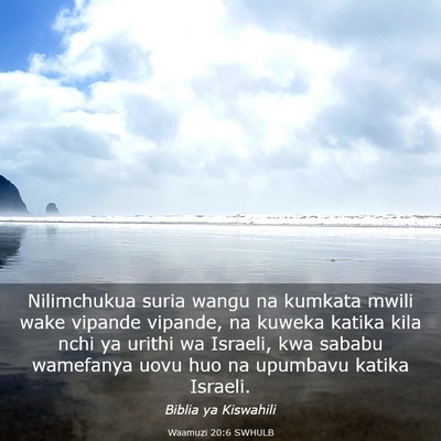 Picture 03 - Waamuzi 20:6 SWHULB - Nilimchukua suria wangu na kumkata mwili wake - Bible Verse Picture