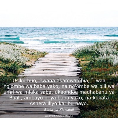 Picture 03 - Waamuzi 6:25 SWHULB - Usiku huo, Bwana akamwambia, “Twaa ng'ombe wa - Bible Verse Picture