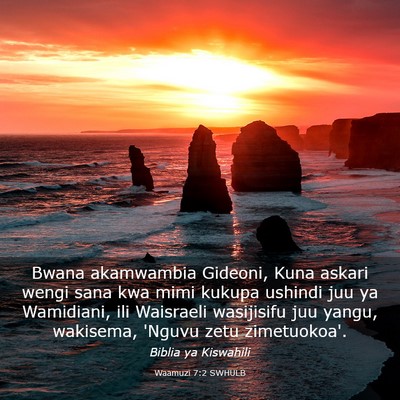 Picture 03 - Waamuzi 7:2 SWHULB - Bwana akamwambia Gideoni, Kuna askari wengi sana - Bible Verse Picture