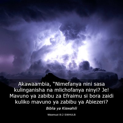 Picture 03 - Waamuzi 8:2 SWHULB - Akawaambia, “Nimefanya nini sasa kulinganisha - Bible Verse Picture