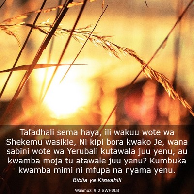 Picture 03 - Waamuzi 9:2 SWHULB - Tafadhali sema haya, ili wakuu wote wa Shekemu - Bible Verse Picture