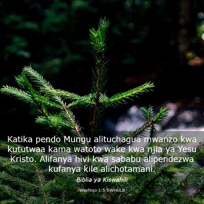 Picture 03 - Waefeso 1:5 SWHULB - Katika pendo Mungu alituchagua mwanzo kwa - Bible Verse Picture