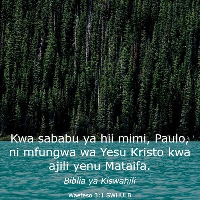 Picture 03 - Waefeso 3:1 SWHULB - Kwa sababu ya hii mimi, Paulo, ni mfungwa wa Yesu - Bible Verse Picture