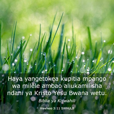 Picture 03 - Waefeso 3:11 SWHULB - Haya yangetokea kupitia mpango wa milele ambao - Bible Verse Picture