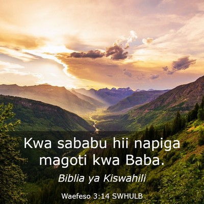 Picture 03 - Waefeso 3:14 SWHULB - Kwa sababu hii napiga magoti kwa - Bible Verse Picture