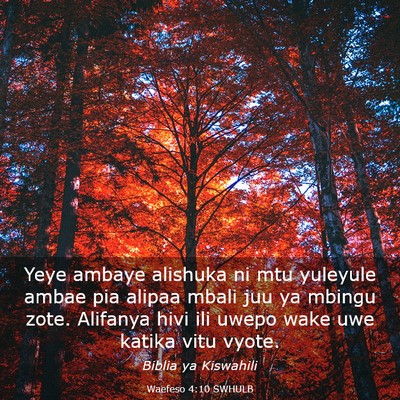 Picture 03 - Waefeso 4:10 SWHULB - Yeye ambaye alishuka ni mtu yuleyule ambae pia - Bible Verse Picture