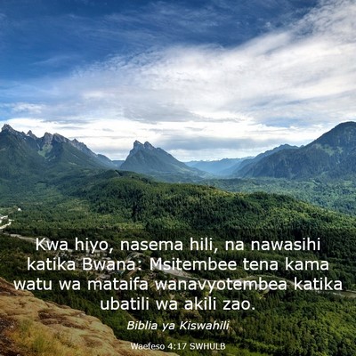 Picture 03 - Waefeso 4:17 SWHULB - Kwa hiyo, nasema hili, na nawasihi katika Bwana: - Bible Verse Picture