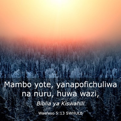 Picture 03 - Waefeso 5:13 SWHULB - Mambo yote, yanapofichuliwa na nuru, huwa - Bible Verse Picture