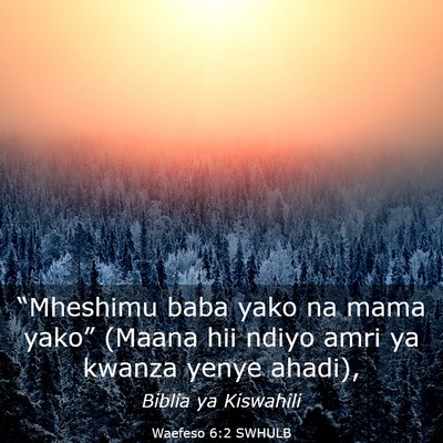 Picture 03 - Waefeso 6:2 SWHULB - “Mheshimu baba yako na mama yako” (Maana hii - Bible Verse Picture