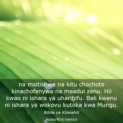 Picture 03 - Wafilipi 1:28 SWHULB - na msitishwe na kitu chochote kinachofanywa na - Bible Verse Picture