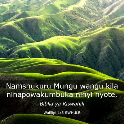 Picture 03 - Wafilipi 1:3 SWHULB - Namshukuru Mungu wangu kila ninapowakumbuka ninyi - Bible Verse Picture