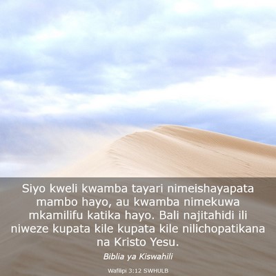 Picture 03 - Wafilipi 3:12 SWHULB - Siyo kweli kwamba tayari nimeishayapata mambo - Bible Verse Picture