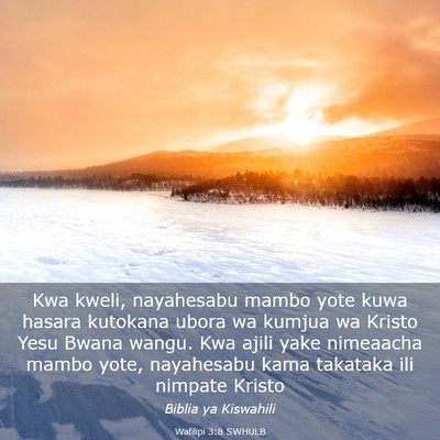 Picture 03 - Wafilipi 3:8 SWHULB - Kwa kweli, nayahesabu mambo yote kuwa hasara - Bible Verse Picture