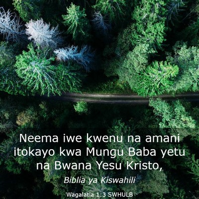 Picture 03 - Wagalatia 1:3 SWHULB - Neema iwe kwenu na amani itokayo kwa Mungu Baba - Bible Verse Picture
