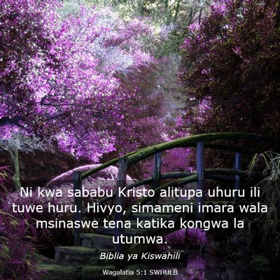 Picture 03 - Wagalatia 5:1 SWHULB - Ni kwa sababu Kristo alitupa uhuru ili tuwe huru. - Bible Verse Picture