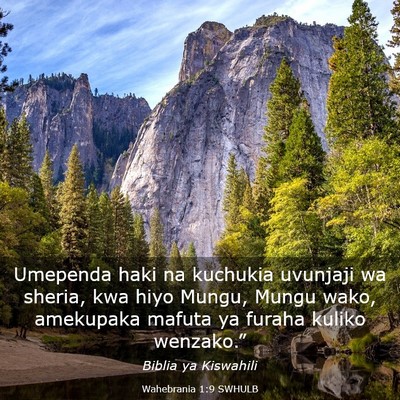 Picture 03 - Wahebrania 1:9 SWHULB - Umependa haki na kuchukia uvunjaji wa sheria, kwa - Bible Verse Picture