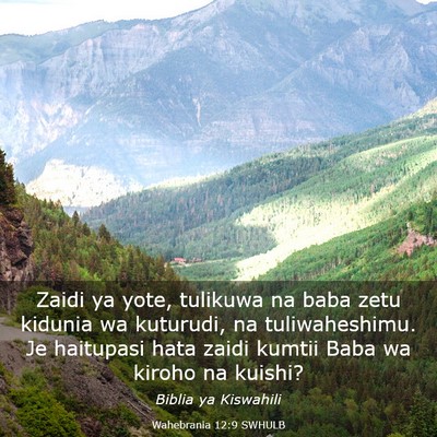 Picture 03 - Wahebrania 12:9 SWHULB - Zaidi ya yote, tulikuwa na baba zetu kidunia wa - Bible Verse Picture