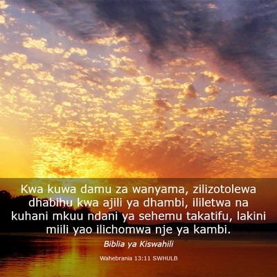 Picture 03 - Wahebrania 13:11 SWHULB - Kwa kuwa damu za wanyama, zilizotolewa dhabihu - Bible Verse Picture