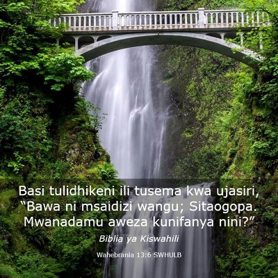 Picture 03 - Wahebrania 13:6 SWHULB - Basi tulidhikeni ili tusema kwa ujasiri, “Bawa - Bible Verse Picture