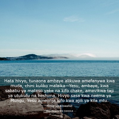 Picture 03 - Wahebrania 2:9 SWHULB - Hata hivyo, tunaona ambaye alikuwa amefanywa kwa - Bible Verse Picture