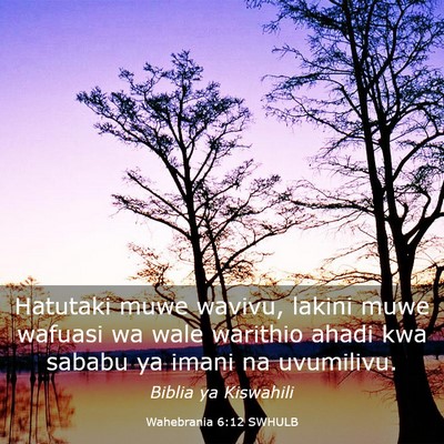 Picture 03 - Wahebrania 6:12 SWHULB - Hatutaki muwe wavivu, lakini muwe wafuasi wa wale - Bible Verse Picture