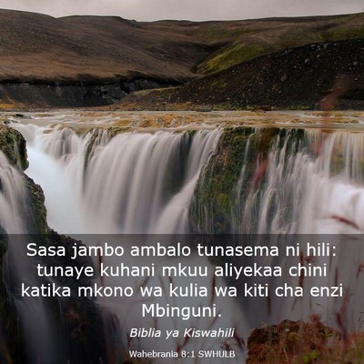 Picture 03 - Wahebrania 8:1 SWHULB - Sasa jambo ambalo tunasema ni hili: tunaye kuhani - Bible Verse Picture