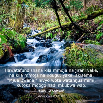 Picture 03 - Wahebrania 8:11 SWHULB - Hawatafundishana kila mmoja na jirani yake, na - Bible Verse Picture