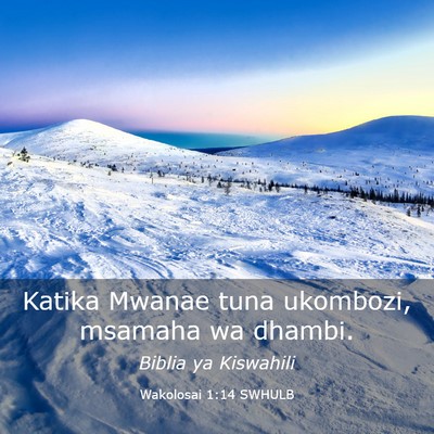 Picture 03 - Wakolosai 1:14 SWHULB - Katika Mwanae tuna ukombozi, msamaha wa - Bible Verse Picture